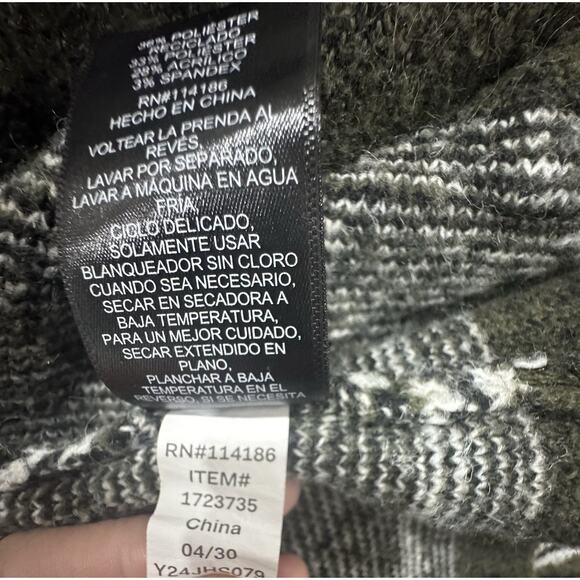 Frye Aztec Frye Cardigan Olive Green Black Open Front Knit Duster Sweater - Picture 8 of 8